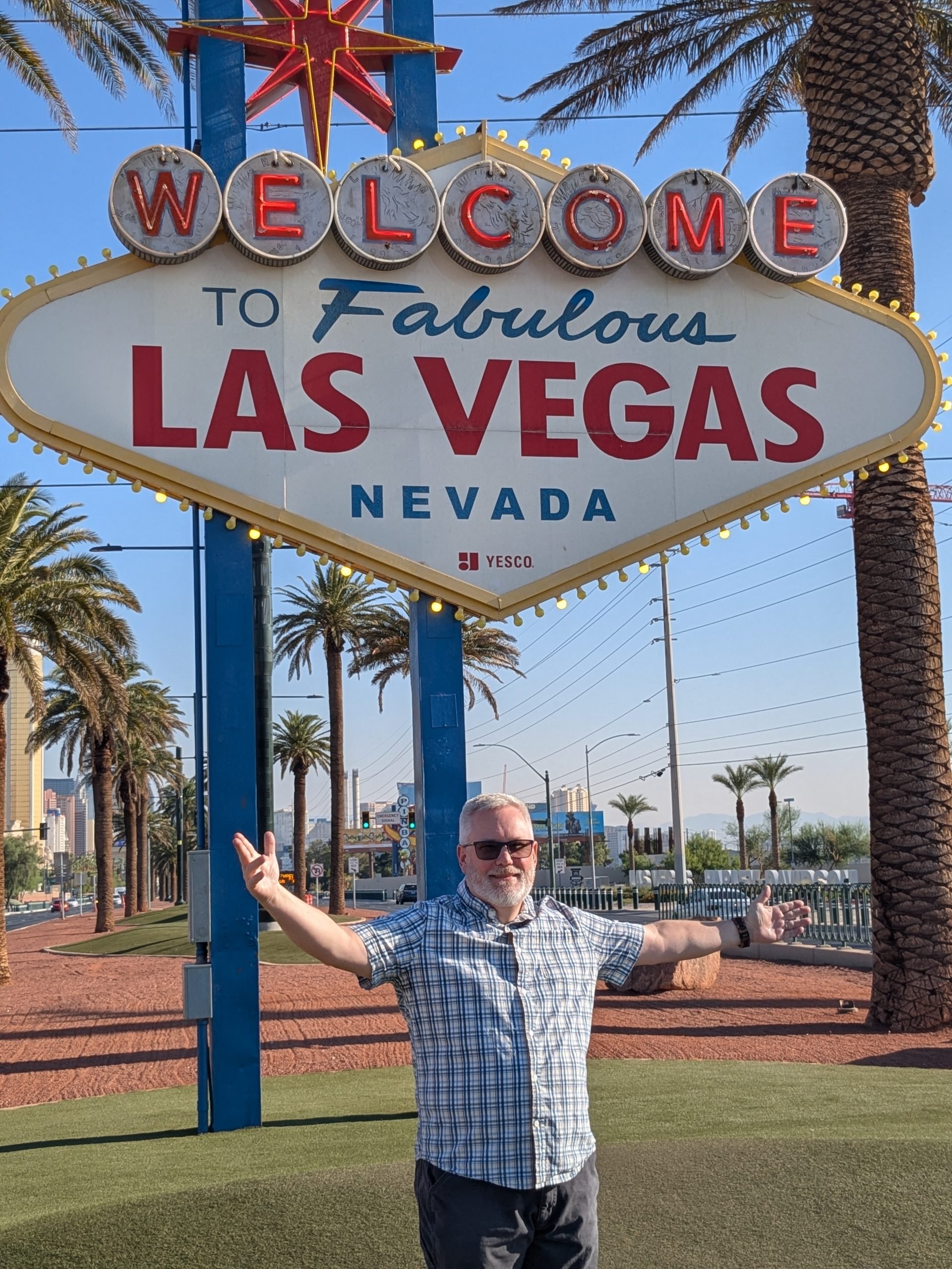 Matthew at Las Vegas Sign